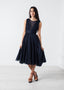 Robe en voile à col en V bleu marine