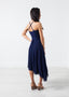 Robe de soirée froncée bleu marine