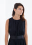 Robe plissée sans manches bleu marine