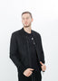 Bomber en cuir cassé noir