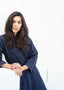 Trench en satin bleu marine