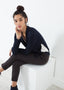Cardigan carré bleu marine