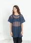 T-shirt en maille bleu marine