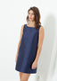 Mini-robe trapèze bleue