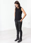 Pantalon à empiècements en cuir noir