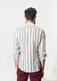 Chemise western en lin beige/bleu