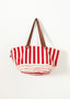 Woven Oversized Tote in Red Stripe