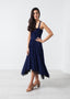 Robe de soirée froncée bleu marine