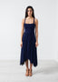Robe de soirée froncée bleu marine