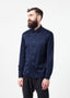 Chemise boutonnée écossaise bleu marine