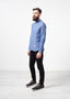 Chemise boutonnée en lin bleu diamant