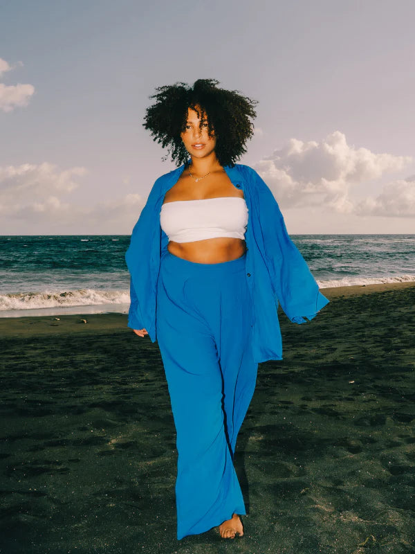 Crinkle Culottes in Azure Blue