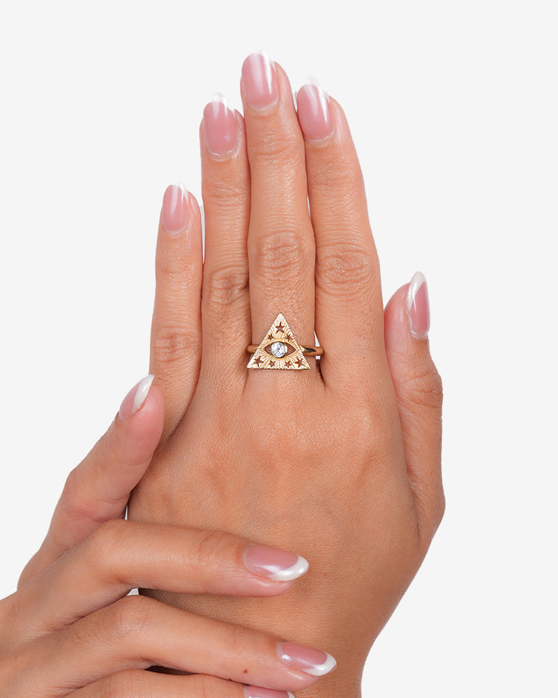 All Seeing Eye Ring With Blue Topaz