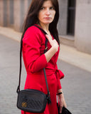 ULUPI Clutch Bag in Black with Woven Leather Details