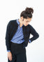 Cardigan à motif matelassé noir/bleu marine