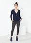 Cardigan carré bleu marine
