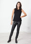 Pantalon à empiècements en cuir noir