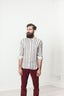 Chemise western en lin beige/bleu
