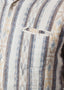 Chemise western en lin beige/bleu