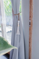 White Olon Pair of Boho Curtain Holdbacks
