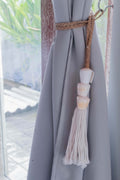 White Olon Pair of Boho Curtain Holdbacks