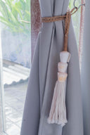 White Olon Pair of Boho Curtain Holdbacks