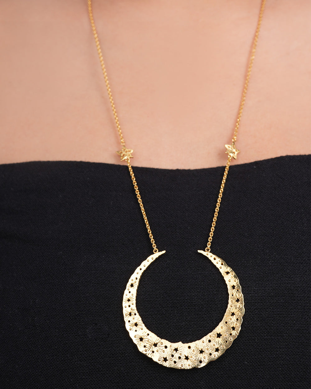 Moon Queen Necklace With Large Moon Pendant 2 Strs O The Chain