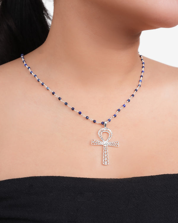 Pendant Eye Of Horus On Silver Chain With Stones
