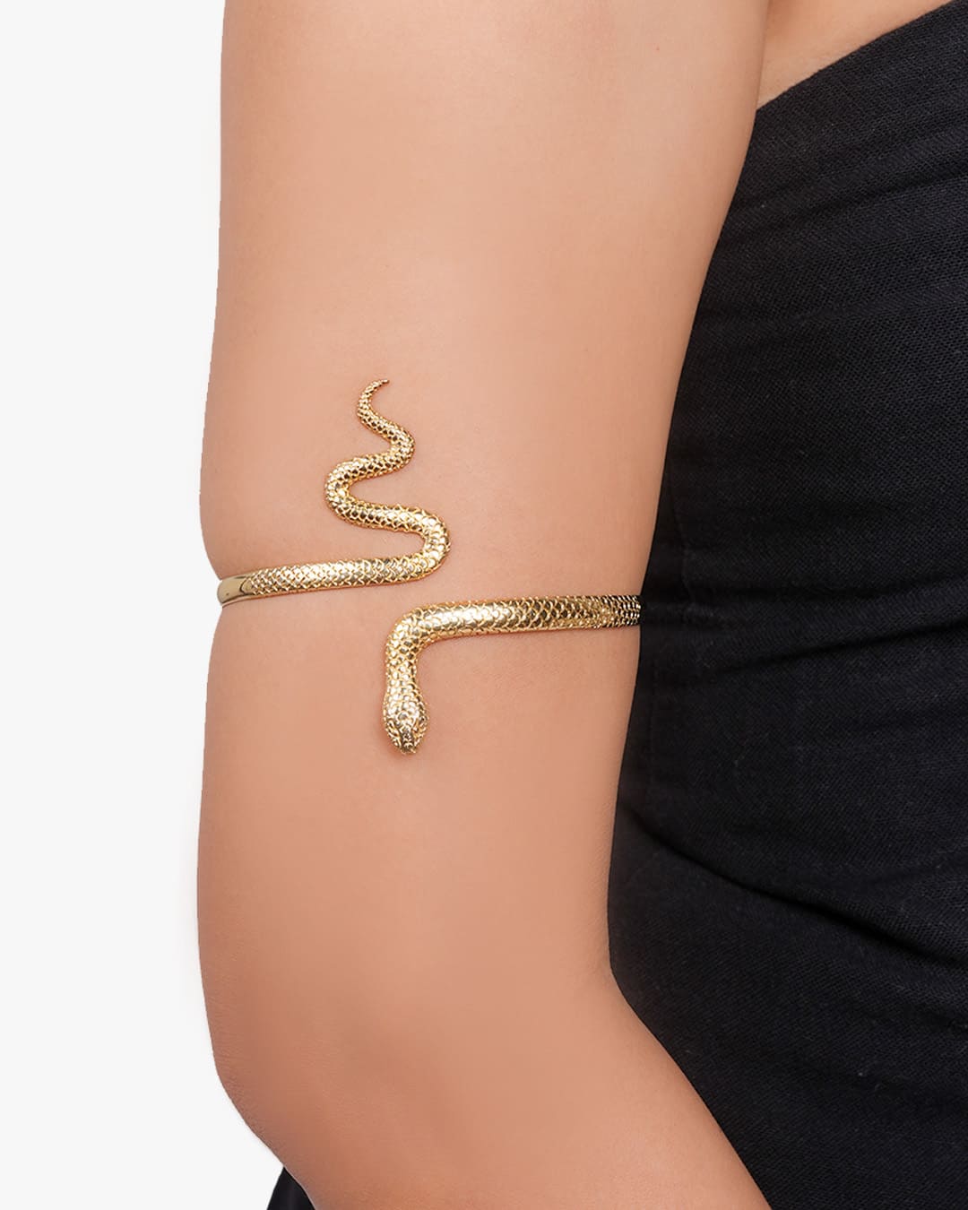 Snake Shoulder Bracelet detailed with fine artisanal silver, perfect beach-ready accessory available at Bonjour Bali