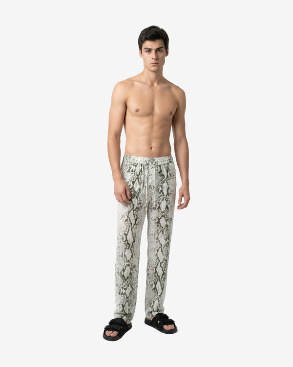 Pants White Green Snake