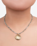 Aquamarine Choker With Clam Shell Pendant