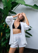 Crinkle Short Pants in Pure White