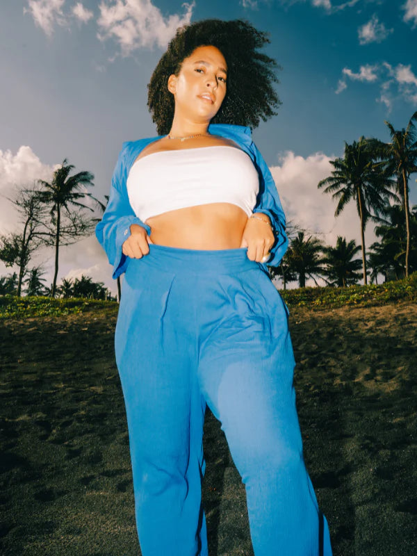 Crinkle Culottes in Azure Blue
