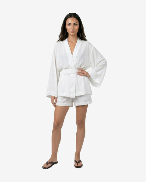 Crinkle Kimono in Pure White