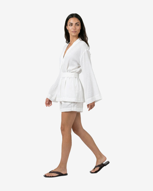 Crinkle Kimono in Pure White