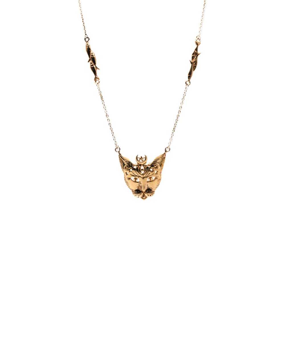 Pendant With Goddess Bastet Partly Gold Plated