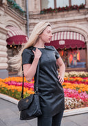 SATYAVATI Bag No. II in Black with Woven Leather Details