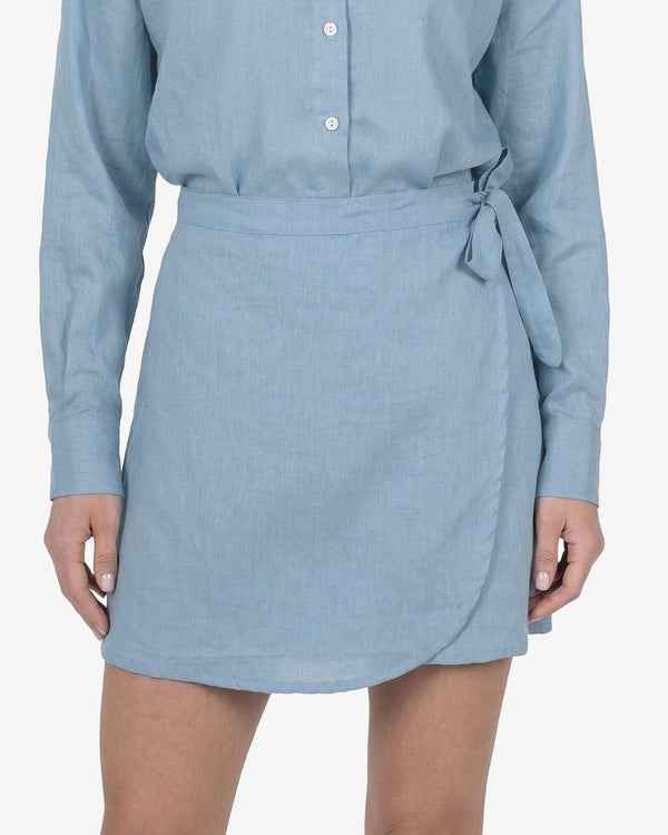 Blue linen skirt