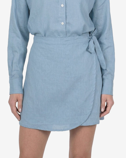 Blue linen skirt