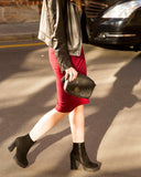 ULUPI Clutch Bag in Black with Woven Leather Details