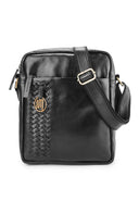 SADEWA Bag No. II in Black with Woven Leather Details