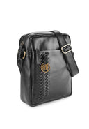 SADEWA Bag No. II in Black with Woven Leather Details