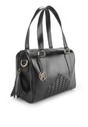 DRUPADI Bag No. II in Black with Woven Leather Details