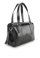 DRUPADI Bag No. II in Black with Woven Leather Details