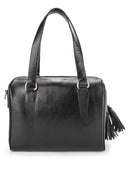 DRUPADI Bag No. II in Black with Woven Leather Details