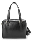 DRUPADI Bag No. II in Black with Woven Leather Details