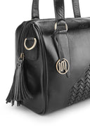 DRUPADI Bag No. II in Black with Woven Leather Details