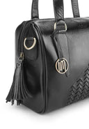 DRUPADI Bag No. II in Black with Woven Leather Details