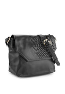 SATYAVATI Bag No. II in Black with Woven Leather Details