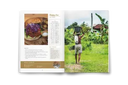 Inside Bali Vegan Book with Sloppy Joe recipe and balinese man carrying vegetable in a bucket on his head.  Easy vegan recipes. Bali vegan guide.